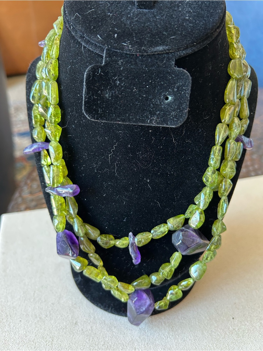 Peridot and amethyst Multi-Strand Statement Necklace